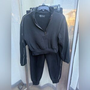 Victoria's Secret Black 1/4 ZipRhinestone Cropped Pullover Sweatshirt sweatpants